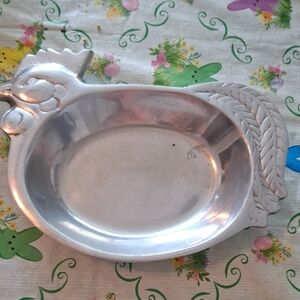 Silver Metal Decorative Chicken Serving Bowl